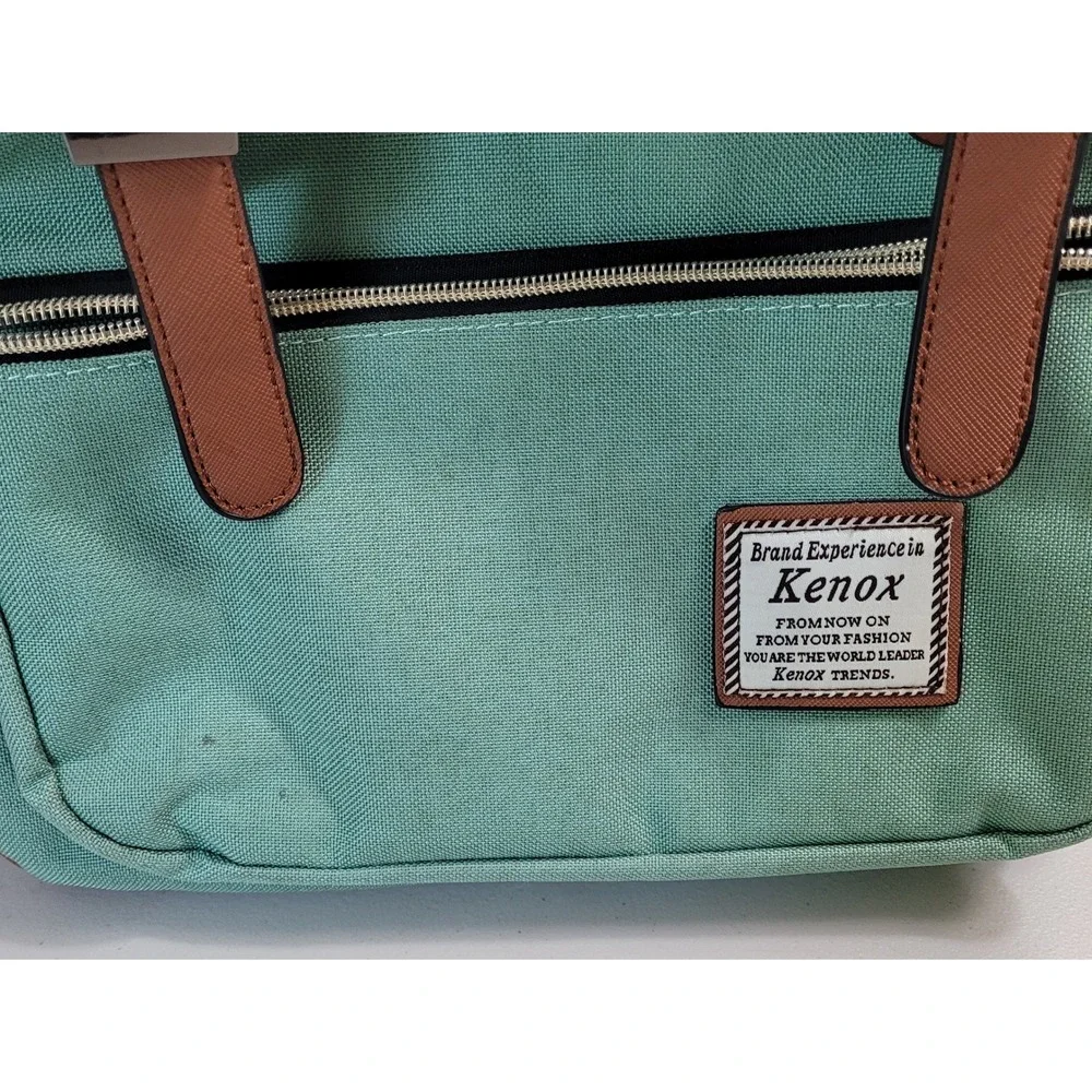 Kenox Backpack Unisex Mint Green Canvas Vintage Rucksack Laptop Bag Good